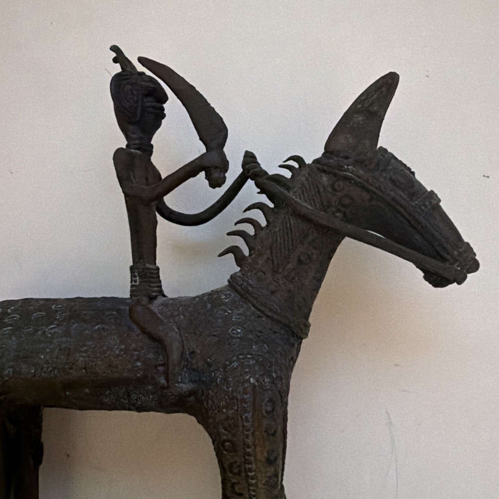 Indian Warrior Rider Horse Brass Casted Handcrafted Figurine Vintage Art Decor - Picture 3 of 16